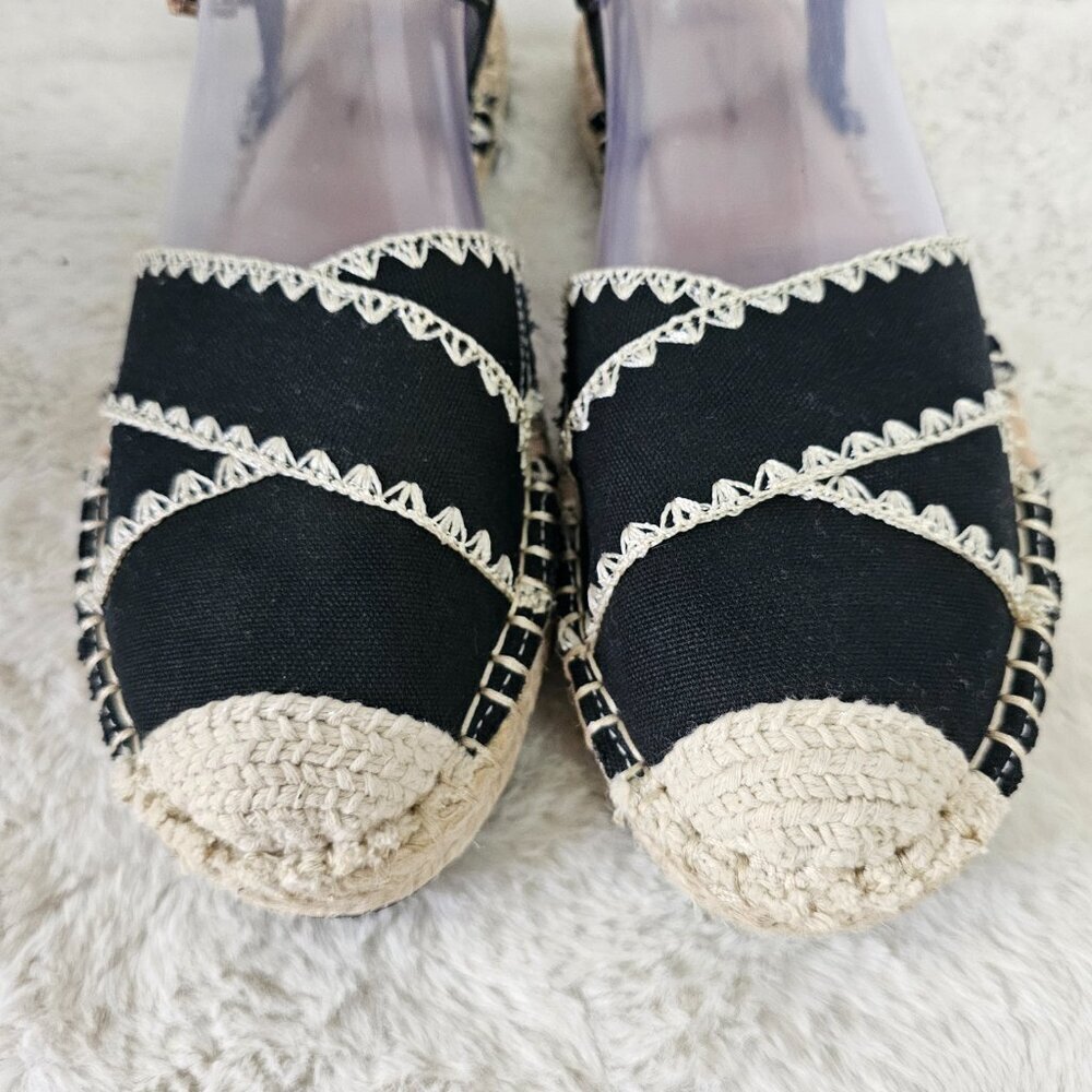Time and Tru Espadrilles Boho Jute Crochet Black Cream 8.5 - Picture 3 of 13